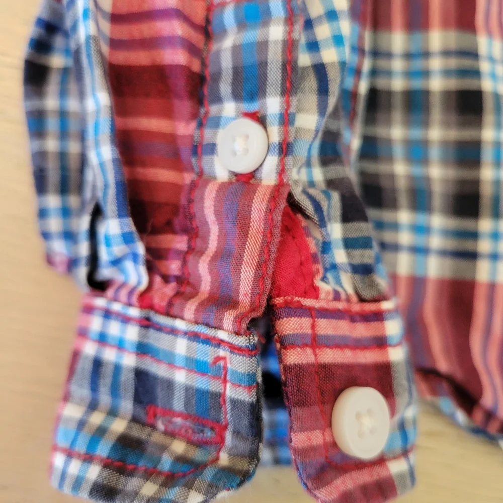 Boys Button Front Red Plaid Shirt Children's Place 2t